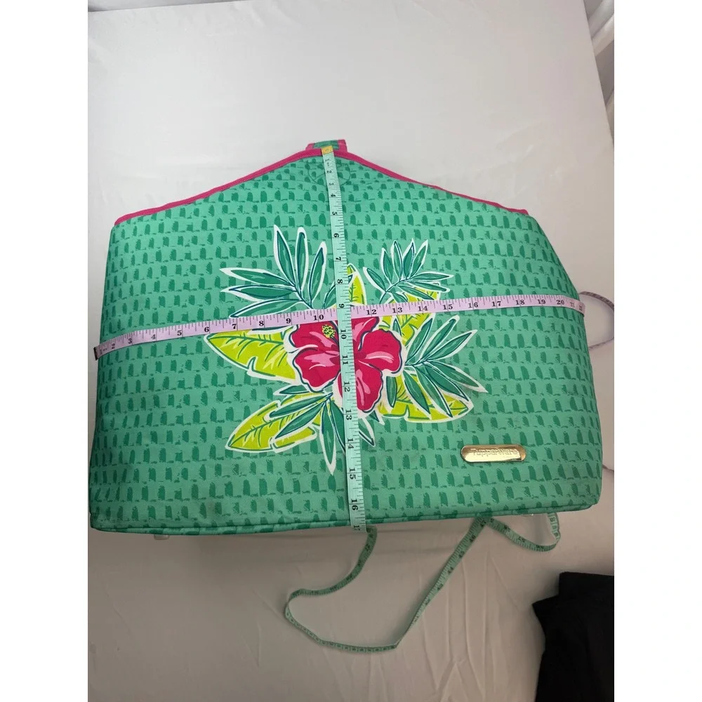 Tupperware Tropical Hibiscus Insulated Cooler Tote Beach Bag Large Green Pink